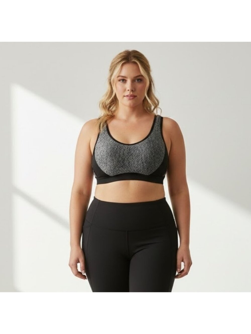 Penningtons Activezone Sports Bra Black Gray High Impact Wireless Size 40D Gym